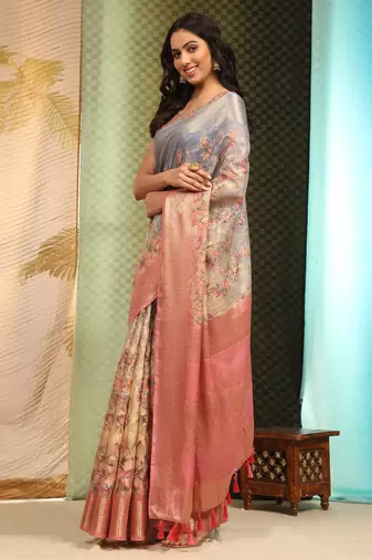 Silk Land  Multicolor  Digital Printed Cotton Blend Saree 