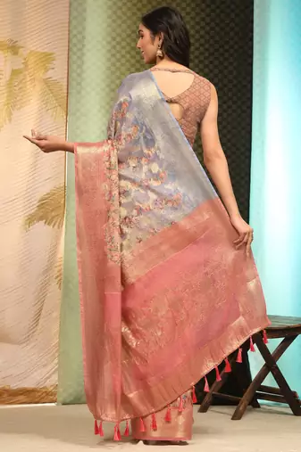 Silk Land  Multicolor  Digital Printed Cotton Blend Saree 