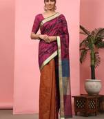 Silk Land  Purple  Woven Design Cotton Saree 