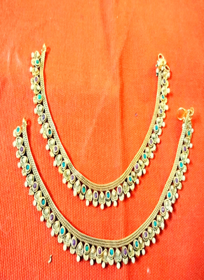 Runjhun designer gold plated anklets for women & girls 2
