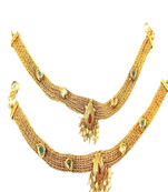 Runjhun traditional gold plated pair of anklets or payal