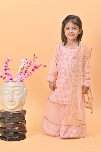 Peach kurti sharara