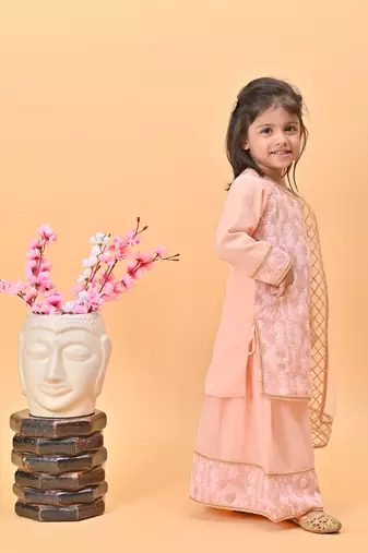 Peach kurti sharara