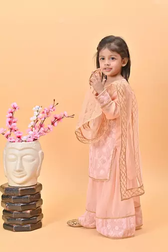 Peach kurti sharara