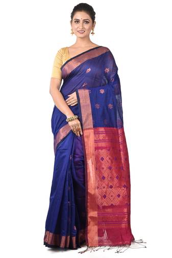 Aishani Collection Woven Cotton silk Handloom Saree with bp