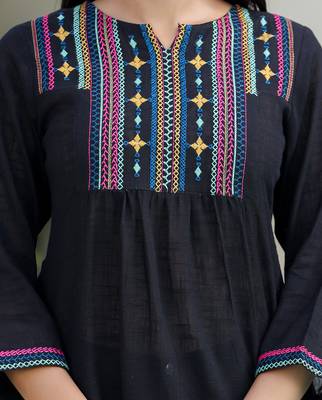 Black embroidered cotton top 5