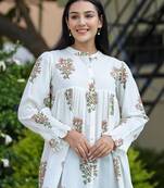 White floral printed cotton top
