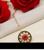 Maroon & green color kundan meena borla tikka