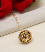 Maroon & green color kundan meena borla tikka