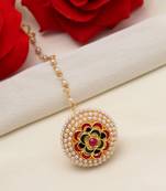 Maroon & green color meena work borla tikka