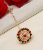 Maroon & green color meena work borla tikka
