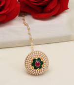 Maroon & green color meena work borla tikka