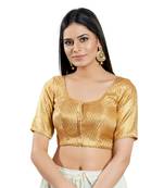 SALWAR STUDIO Women's Gold Brocade Saree Blouse