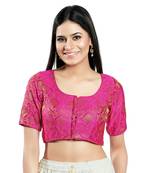 SALWAR STUDIO Women's Magenta Brocade Saree Blouse