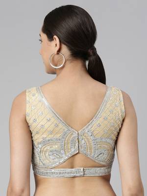 Flaher Women Embroidered Net Padded Saree Blouse 2