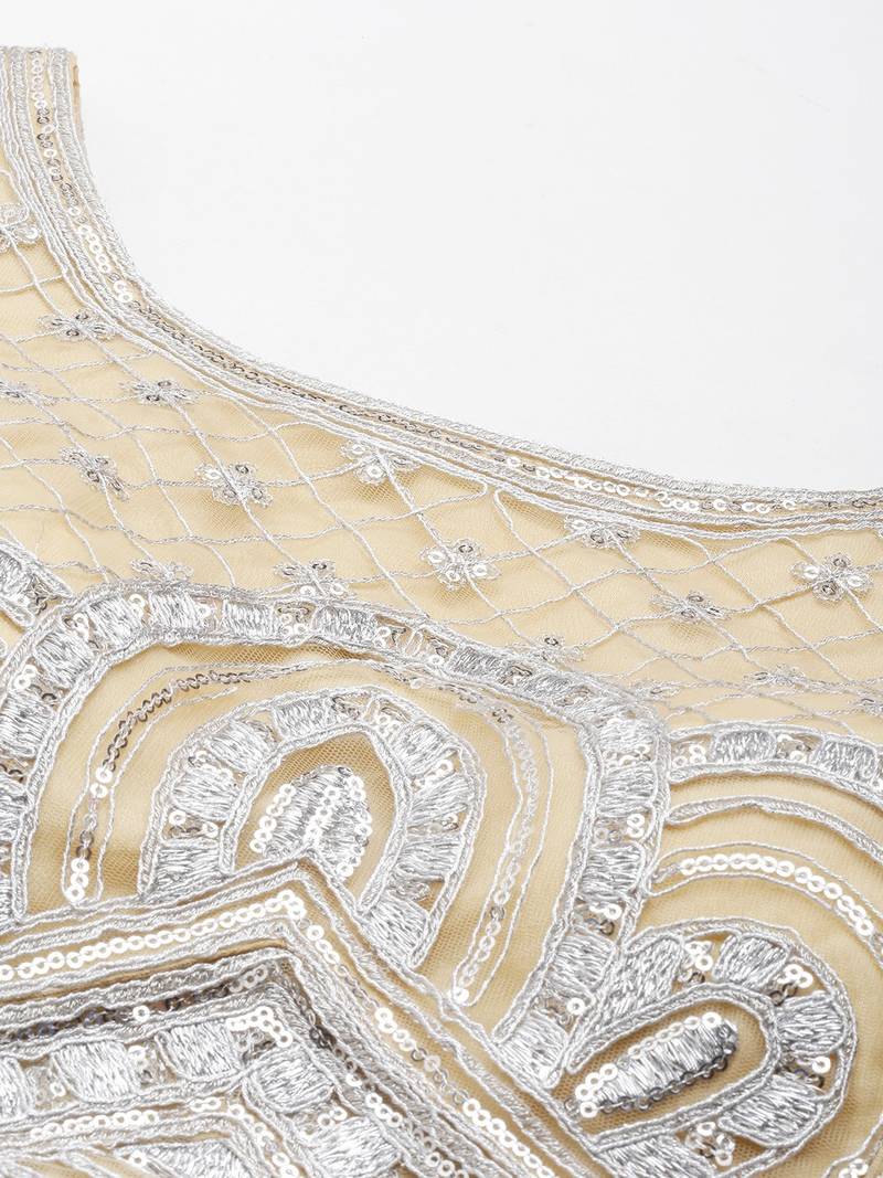 Flaher Women Embroidered Net Padded Saree Blouse