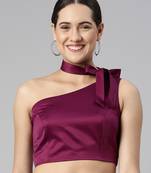 Flaher Women Solid Satin Padded Saree Blouse