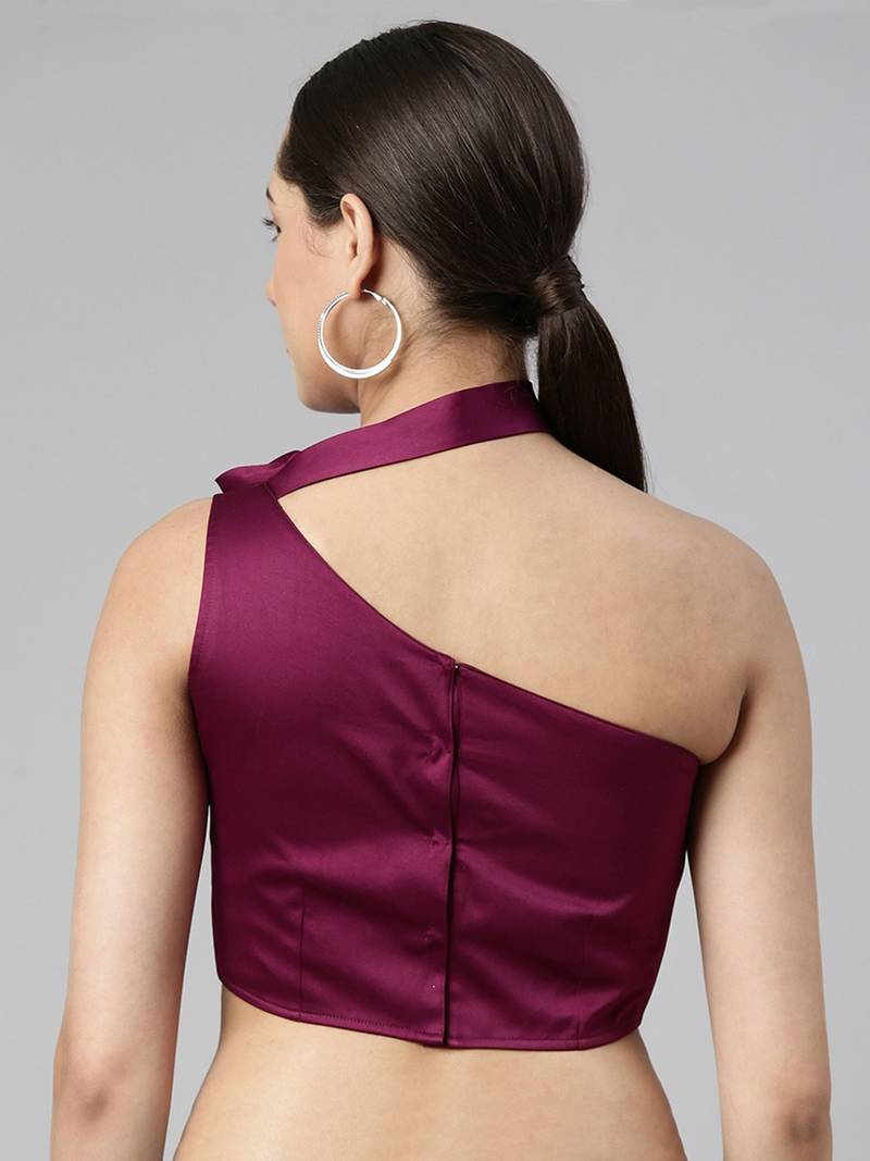 Flaher Women Solid Satin Padded Saree Blouse