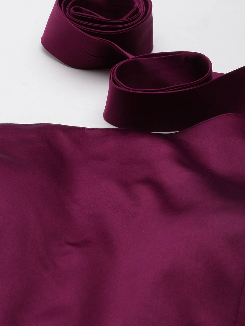 Flaher Women Solid Satin Padded Saree Blouse