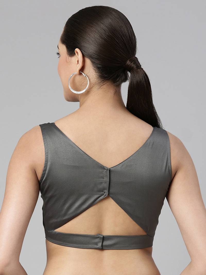 Flaher Women Solid Satin Padded Saree Blouse