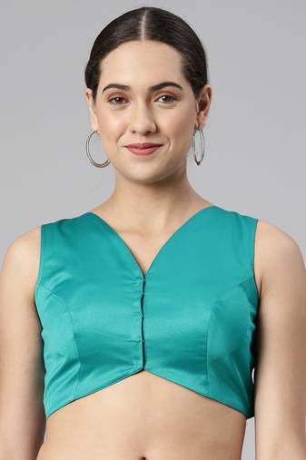 Flaher Women Solid Satin Padded Saree Blouse