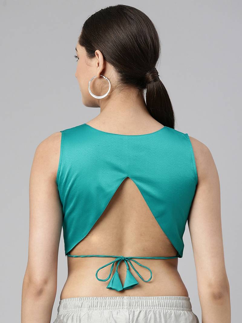 Flaher Women Solid Satin Padded Saree Blouse