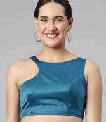 Flaher Women Solid Satin Padded Saree Blouse