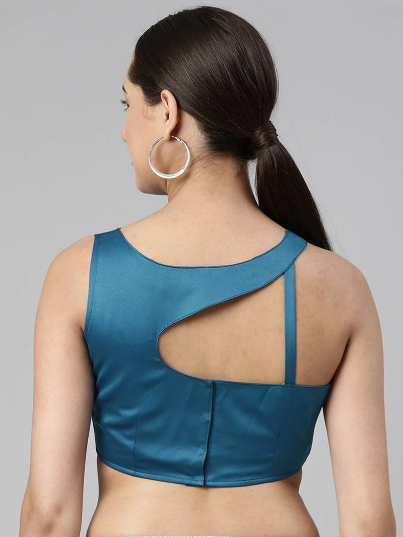Flaher Women Solid Satin Padded Saree Blouse