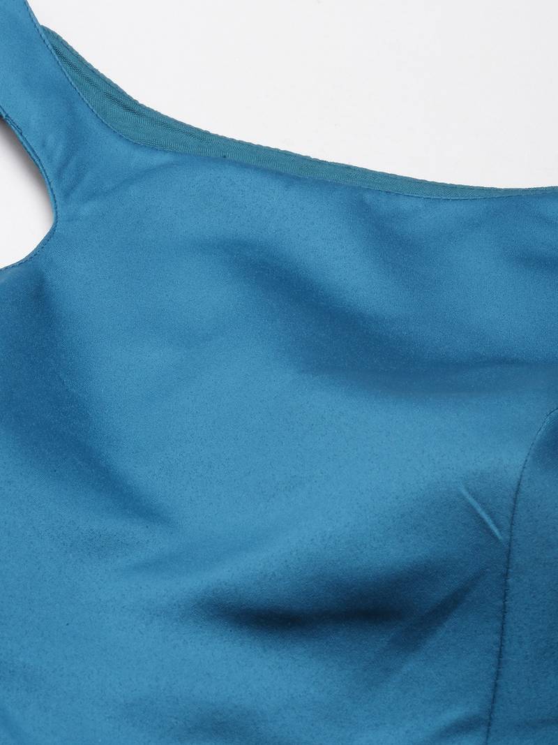 Flaher Women Solid Satin Padded Saree Blouse
