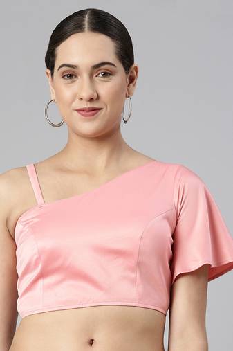 Flaher Women Solid Satin Padded Saree Blouse