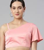 Flaher Women Solid Satin Padded Saree Blouse