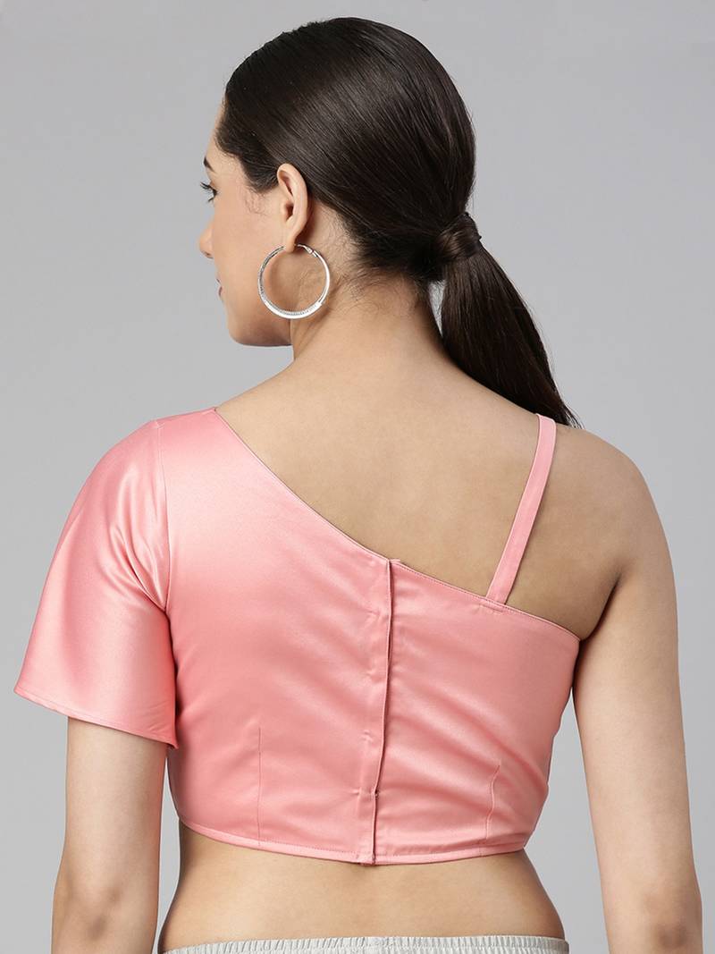 Flaher Women Solid Satin Padded Saree Blouse