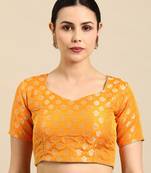 Flaher Woven Design Faux Banarasi Silk Jacquard Ready To Wear Padded Saree Blouse