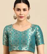 Flaher Sweetheart Neck Faux Banarasi Silk Jacquard Padded Saree Blouse