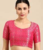 Flaher Sweetheart Neck Faux Banarasi Silk Jacquard Padded Saree Blouse