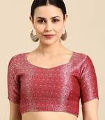 Flaher Sweetheart Neck Faux Banarasi Silk Jacquard Padded Saree Blouse