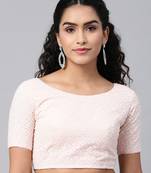 Flaher Women Pink Embroidered Georgette Readymade Padded Blouse