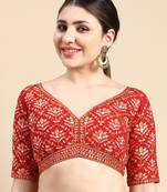 Flaher Embroidered Zari Georgette Padded Readymade Blouse