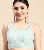 Flaher Embroidered Sequinned Padded Net Readymade Blouse