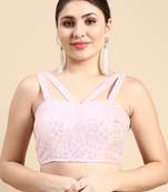 Flaher Embroidered Sequinned Padded Net Readymade Blouse