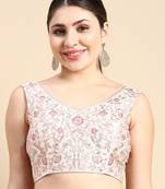 Flaher Embroidered Silk Readymade Padded Saree Blouse