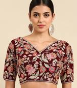 Flaher Embroidered Georgette Ready To Wear Padded Saree Blouse