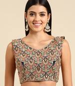 Flaher Embroidered Georgette Ready To Wear Padded Saree Blouse