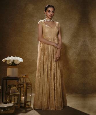 Rose gold anarkali set 1
