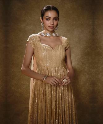 Rose gold anarkali set 3