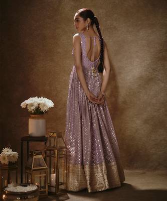 Lilac & gold anarkali set 2