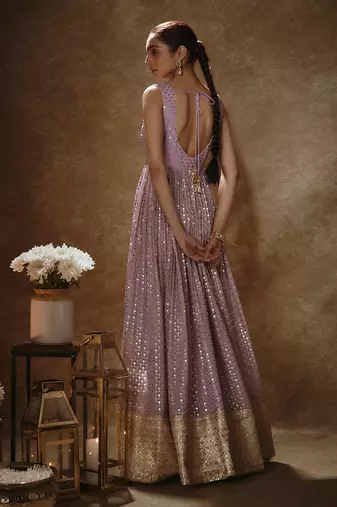 Lilac & gold anarkali set