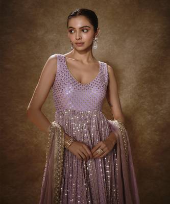 Lilac & gold anarkali set 3