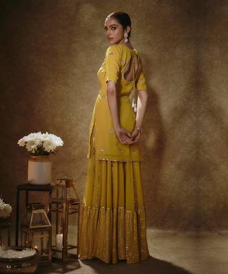 Citrine yellow & blush pink sharara set 2