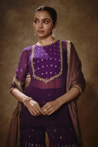 Royal purple gharara set